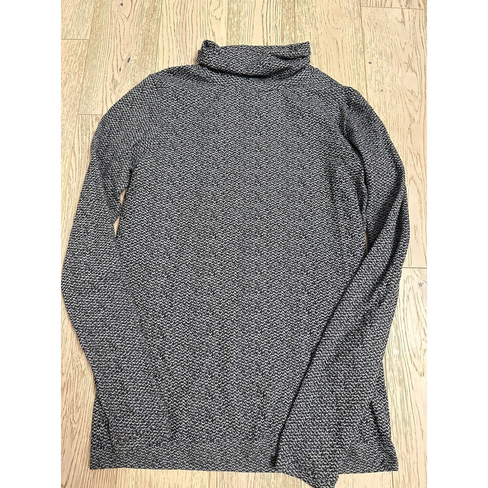 Athleta Womens Herringbone Turtleneck Top Black White Long Sleeve M 486317-02